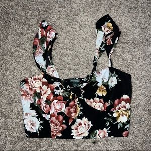 Wild Fable Flower Black Cropped Tank Top